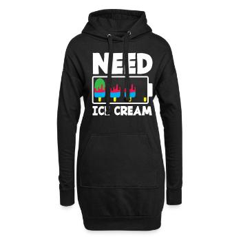 Eiscreme Liebhaber Brauchen Eis - Hoodie-Kleid - Schwarz - Vorne