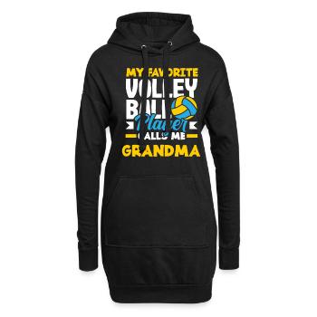 Mon joueur de volley-ball préféré prend mamie - Sweat-shirt à capuche long Femme - noir - Devant