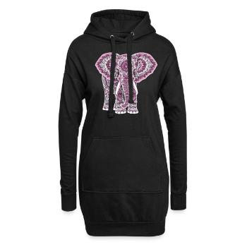 Mandala Elefant Elefanten Spiritueller Mandala - Hoodie-Kleid - Schwarz - Vorne