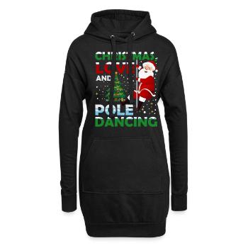 Danseuse de pole, Pole dance, Noël, Amour - Sweat-shirt à capuche long Femme - noir - Devant