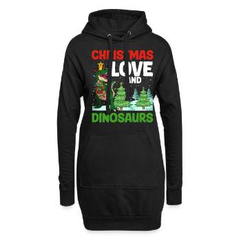 Dino Garçon Garçon Enfants Noël Amour Dinosaure - Sweat-shirt à capuche long Femme - noir - Devant