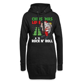 Heavy Hard Metal Weihnachten, Liebe Rock 'n' Roll - Hoodie-Kleid - Schwarz - Vorne