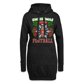 Joueurs de football universitaire Équipe Noël Amour - Sweat-shirt à capuche long Femme - noir - Devant