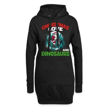 Dino Garçon Garçon Enfants Noël Amour Dinosaure - Sweat-shirt à capuche long Femme - noir - Devant