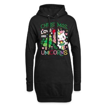 Einhorn Pferde Reitern Weihnachen Liebe Reiten - Hoodie-Kleid - Schwarz - Vorne