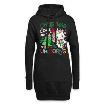 Einhorn Pferde Reitern Weihnachen Liebe Reiten - Hoodie-Kleid - Schwarz - Vorne