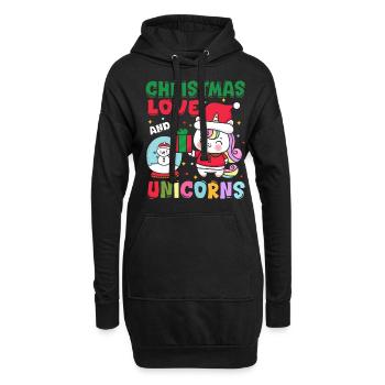 Einhorn Pferde Reitern Weihnachen Liebe Reiten - Hoodie-Kleid - Schwarz - Vorne