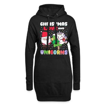 Einhorn Pferde Reitern Weihnachen Liebe Reiten - Hoodie-Kleid - Schwarz - Vorne