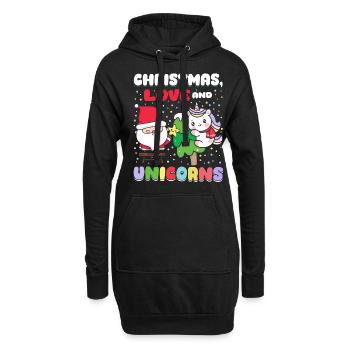 Einhorn Pferde Reitern Weihnachen Liebe Reiten - Hoodie-Kleid - Schwarz - Vorne