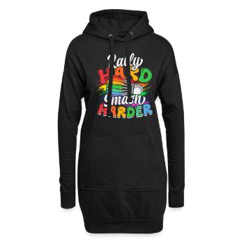 Badminton Rally Hard Smash Harder - Hoodie Dress - black - Front