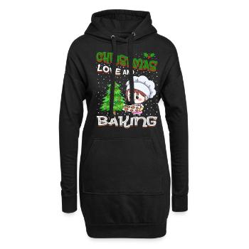 Noël, Amour et pâtisserie, Douce joie des fêtes - Sweat-shirt à capuche long Femme - noir - Devant
