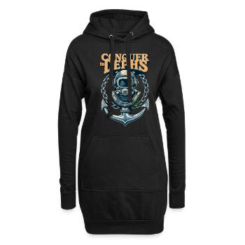 Conquer The Dephs - Hoodie-Kleid - Schwarz - Vorne