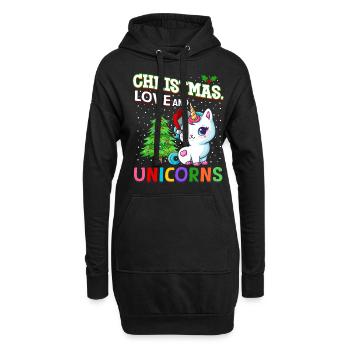 Einhorn Pferde Reitern Weihnachen Liebe Reiten - Hoodie-Kleid - Schwarz - Vorne