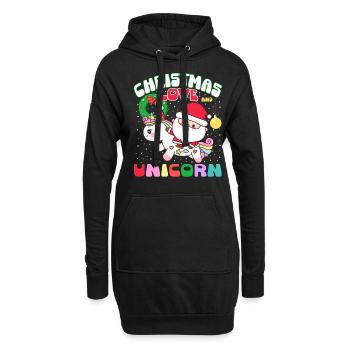 Einhorn Pferde Reitern Weihnachen Liebe Reiten - Hoodie-Kleid - Schwarz - Vorne