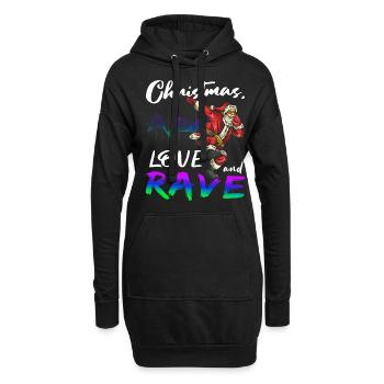 Weihnachten Disco, Rave, Techno, House, Goa, Party - Hoodie-Kleid - Schwarz - Vorne