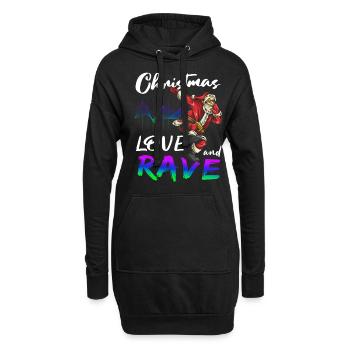 Weihnachten Disco, Rave, Techno, House, Goa, Party - Hoodie-Kleid - Schwarz - Vorne