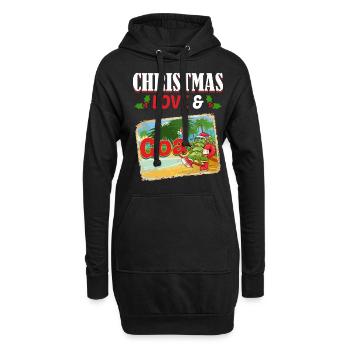 Weihnachten Disco, Rave, Techno, House, Goa, Party - Hoodie-Kleid - Schwarz - Vorne