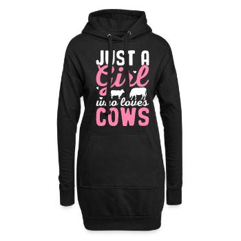 Juste une fille qui aime les vaches Cow Girl Bovin Génisse - Sweat-shirt à capuche long Femme - noir - Devant
