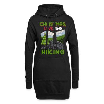 Frohes Fest Weihnachten, Liebe & Wandern - Hoodie-Kleid - Schwarz - Vorne