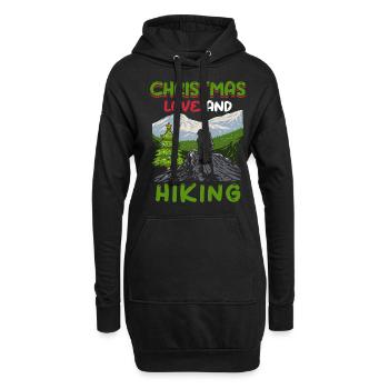 Frohes Fest Weihnachten, Liebe & Wandern - Hoodie-Kleid - Schwarz - Vorne