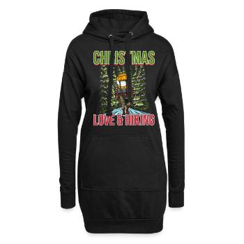 Frohes Fest Weihnachten, Liebe & Wandern - Hoodie-Kleid - Schwarz - Vorne