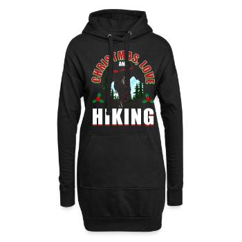 Frohes Fest Weihnachten, Liebe & Wandern - Hoodie-Kleid - Schwarz - Vorne