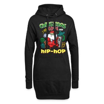 Noël, l’amour et le hip-hop, le look le plus frais du Père Noël - Sweat-shirt à capuche long Femme - noir - Devant