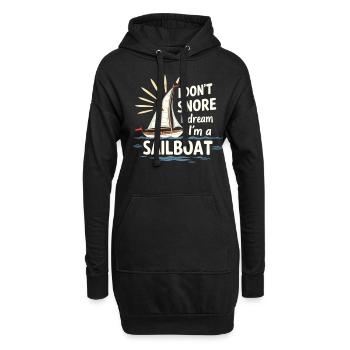 Je ne ronfle pas, je rêve dans un voilier qui navigue - Sweat-shirt à capuche long Femme - noir - Devant