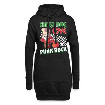 Rockige Weihnachten: Konzert Santa Claus Punk Rock - Hoodie-Kleid - Schwarz - Vorne