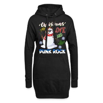 Rockige Weihnachten: Konzert Santa Claus Punk Rock - Hoodie-Kleid - Schwarz - Vorne