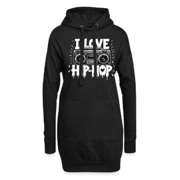 J’aime le hip hop Hip hop Musique hip hop Boombox Rap - Sweat-shirt à capuche long Femme - noir - Devant