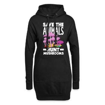 Rette Die Tiere Pflücke Pilze Jäger - Hoodie-Kleid - Schwarz - Vorne