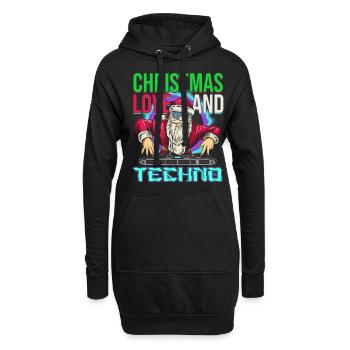 Weihnachten Disco, Rave, Techno, House, Goa, Party - Hoodie-Kleid - Schwarz - Vorne