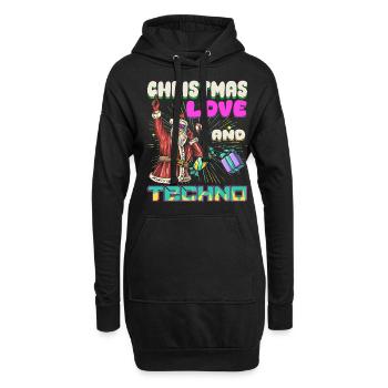 Weihnachten Disco, Rave, Techno, House, Goa, Party - Hoodie-Kleid - Schwarz - Vorne
