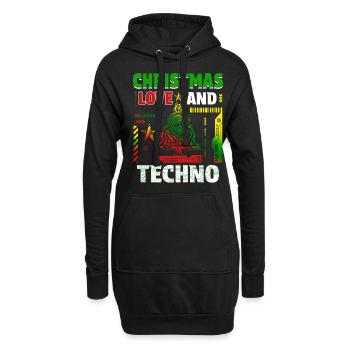 Weihnachten Disco, Rave, Techno, House, Goa, Party - Hoodie-Kleid - Schwarz - Vorne
