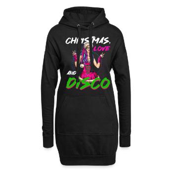 Weihnachten Disco, Rave, Techno, House, Goa, Party - Hoodie-Kleid - Schwarz - Vorne