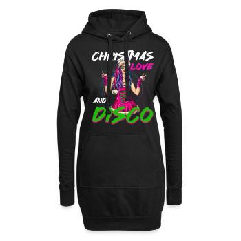 Weihnachten Disco, Rave, Techno, House, Goa, Party - Hoodie-Kleid - Schwarz - Vorne