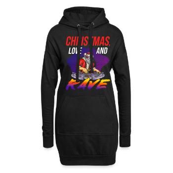Weihnachten Disco, Rave, Techno, House, Goa, Party - Hoodie-Kleid - Schwarz - Vorne