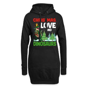 Dino Garçon Garçon Enfants Noël Amour Dinosaure - Sweat-shirt à capuche long Femme - noir - Devant