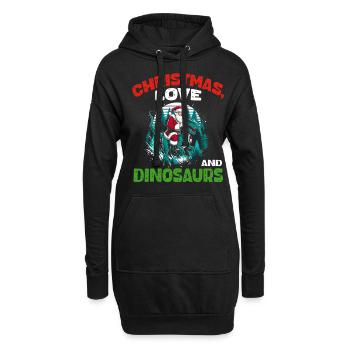 Dino Garçon Garçon Enfants Noël Amour Dinosaure - Sweat-shirt à capuche long Femme - noir - Devant