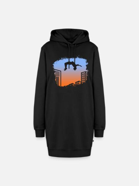 Backflip Salto Akrobatik Parkour Turnen Geschenk - Hoodie-Kleid - Schwarz