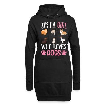 Juste une fille qui aime les chiens Fille chien - Sweat-shirt à capuche long Femme - noir - Devant