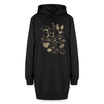 Pilzsammler Illustration Vielfalt Pilze - Hoodie-Kleid - Schwarz - Vorne