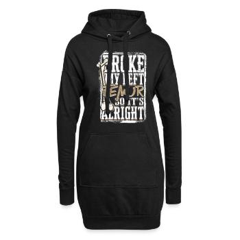 Beinbruch Gebrochener Oberschenkel - Hoodie-Kleid - Schwarz - Vorne