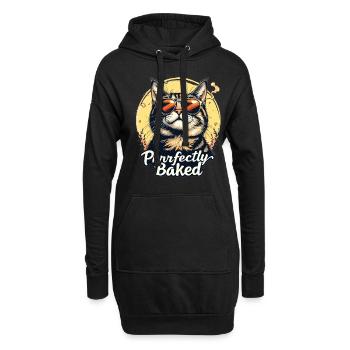 Purrfectly Baked Katze Lustiger Katzen Spruch - Hoodie-Kleid - Schwarz - Vorne