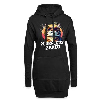 Purrfectly Baked Katze Lustiger Katzen Spruch - Hoodie-Kleid - Schwarz - Vorne