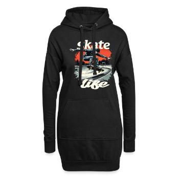 Skate Life Skateboard Skater Skateboarding - Hoodie-Kleid - Schwarz - Vorne