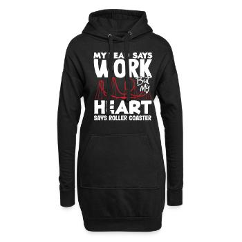 Mein Herz Sagt Achterbahn Abenteuer - Hoodie-Kleid - Schwarz - Vorne