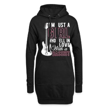 Mädchen in Liebe mit Bassist Bassist Mädchen - Hoodie-Kleid - Schwarz - Vorne