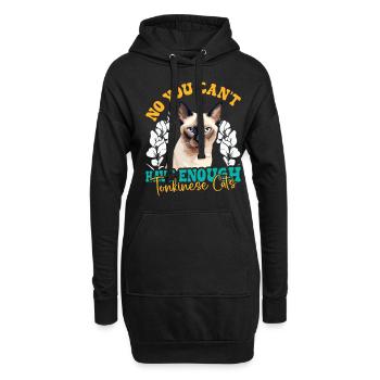 Chat tonkinois - Sweat-shirt à capuche long Femme - noir - Devant